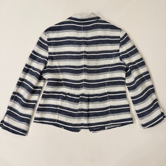 Loft - Linen Blend Striped Summer Blazer in Blue & White - Picture 2 of 8